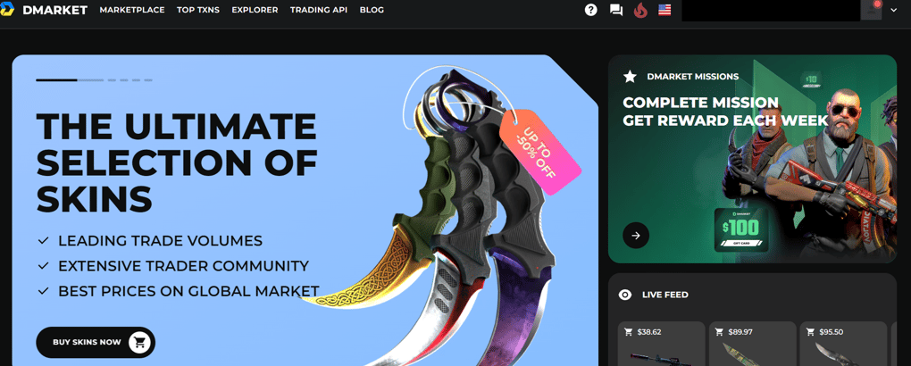 <SCREENSHOT OF RUST SKIN TRADING PLATFORM>