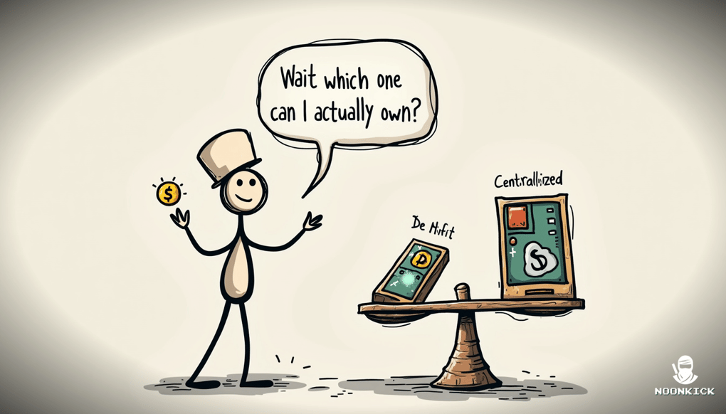 “A flowchart explaining the differences between centralized and decentralized digital assets”