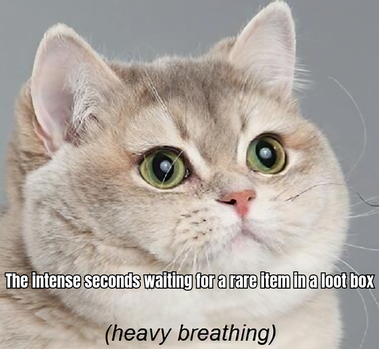 A HUMOROUS MEME DEPICTING A GAMER SWEATING PROFUSELY WHILE WAITING FOR A RUST CASE TO OPEN, CAPTIONED 