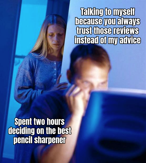 A HUMOROUS MEME SHOWING A DOG WEARING GLASSES AND SITTING AT A COMPUTER, WITH THE CAPTION 