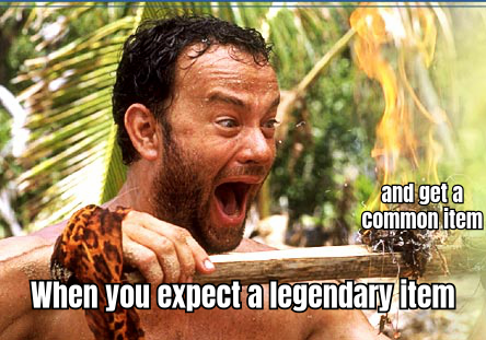 A HUMOROUS MEME SHOWING A PLAYER EXCITEDLY OPENING A RUST CASE, ONLY TO FIND A COMMON ITEM, WITH A CAPTION LIKE 