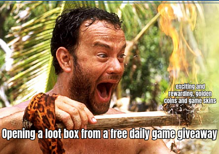 A meme showing a person excitedly opening a treasure chest labeled 