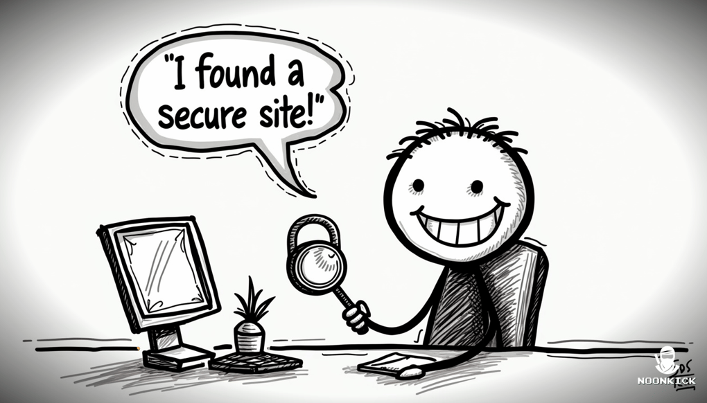 A SIMPLE DRAWING OF A COMPUTER SCREEN WITH A LOCK ICON AND A SHIELD, SYMBOLIZING SECURE METHODS, WITH A SMILING FACE FOR A TOUCH OF HUMOR
