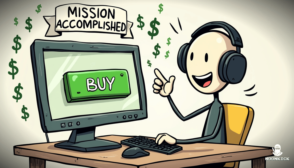 A SIMPLE DRAWING OF A HAPPY GAMER SITTING AT A COMPUTER WITH A CLEARLY LABELED 