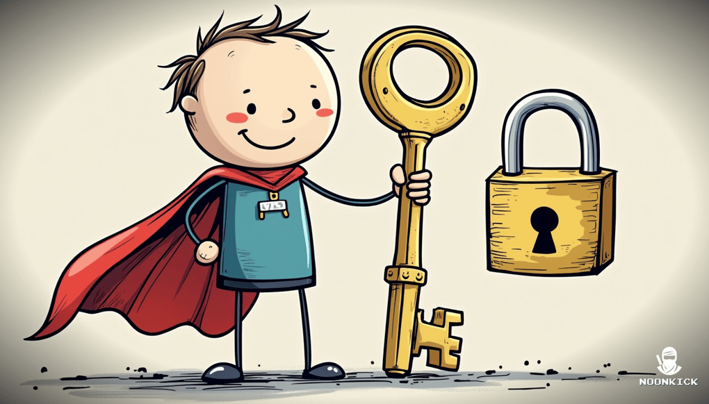 A SIMPLE DRAWING OF A LOCK WITH A SMILEY FACE AND A SHIELD, REPRESENTING SECURITY AND HUMOR IN ONLINE GAMING