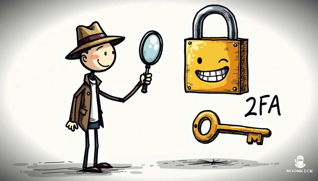 A SIMPLE DRAWING OF A LOCK WITH A SMILING FACE AND A KEY LABELED 