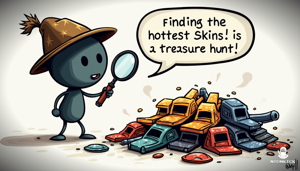A SIMPLE DRAWING OF A PERSON JUGGLING DIFFERENT CS:GO SKINS WITH A CAPTION 