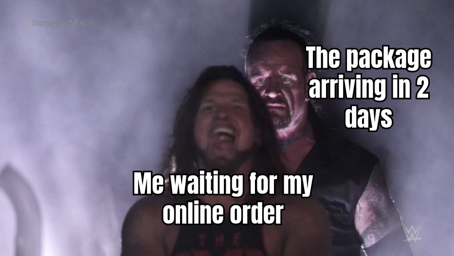 FUNNY MEME ABOUT THE IMPORTANCE OF FAST DELIVERY IN ONLINE PURCHASES