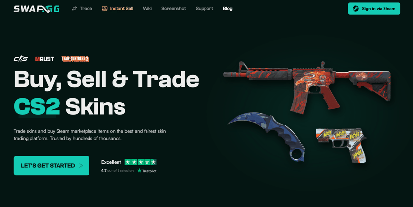 Swap.gg banner for csgo skin sites 